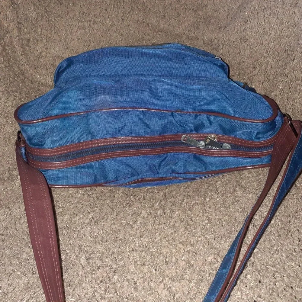 Vintage YVES SAINT LAURENT Travel Bag/Organizer-Men-Blue/Brown-Excellent - Picture 4 of 11